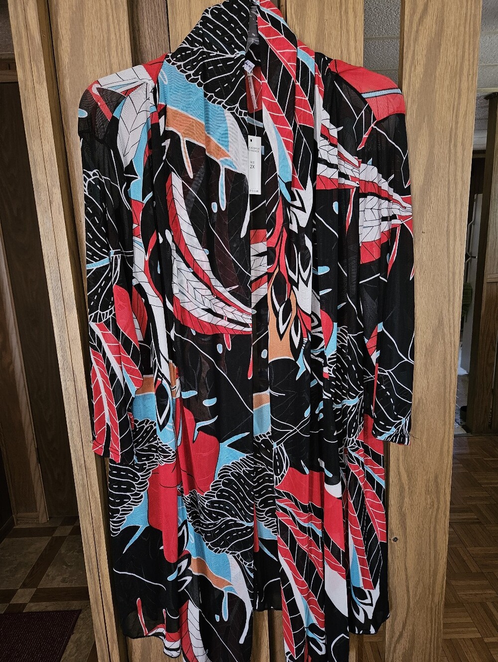 NWT Mirror Image Sz 2x Open Front Lightweight Overpiece/Swim Coverup